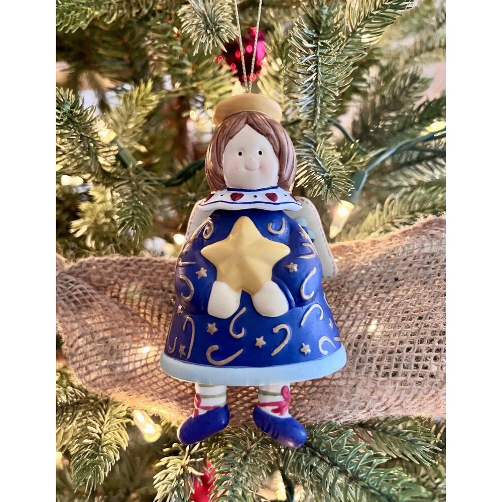 Vintage Kirkland Signature 4” Porcelain Angel Bell Ornament w/Dangling Legs